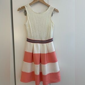 Sleeveless White and Pink cute Dress